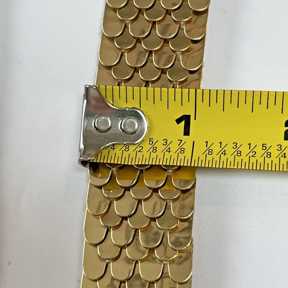 Vintage Fish Snake Scale Stretch Belts Silver and Gold Lot of 2 Disco 70s 80s